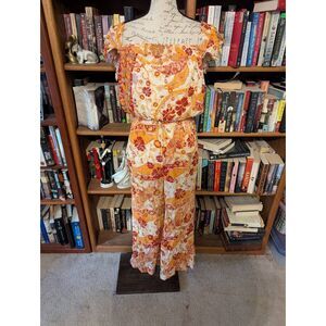 NWOT Free People Carmen Jumpsuit Size Small Orange Multi